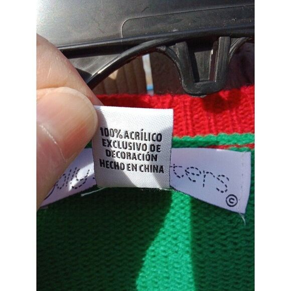 Ugly Christmas Sweater Cow w/Jingle Bells Jolly Sweaters XL Red & Green Party - Picture 5 of 6